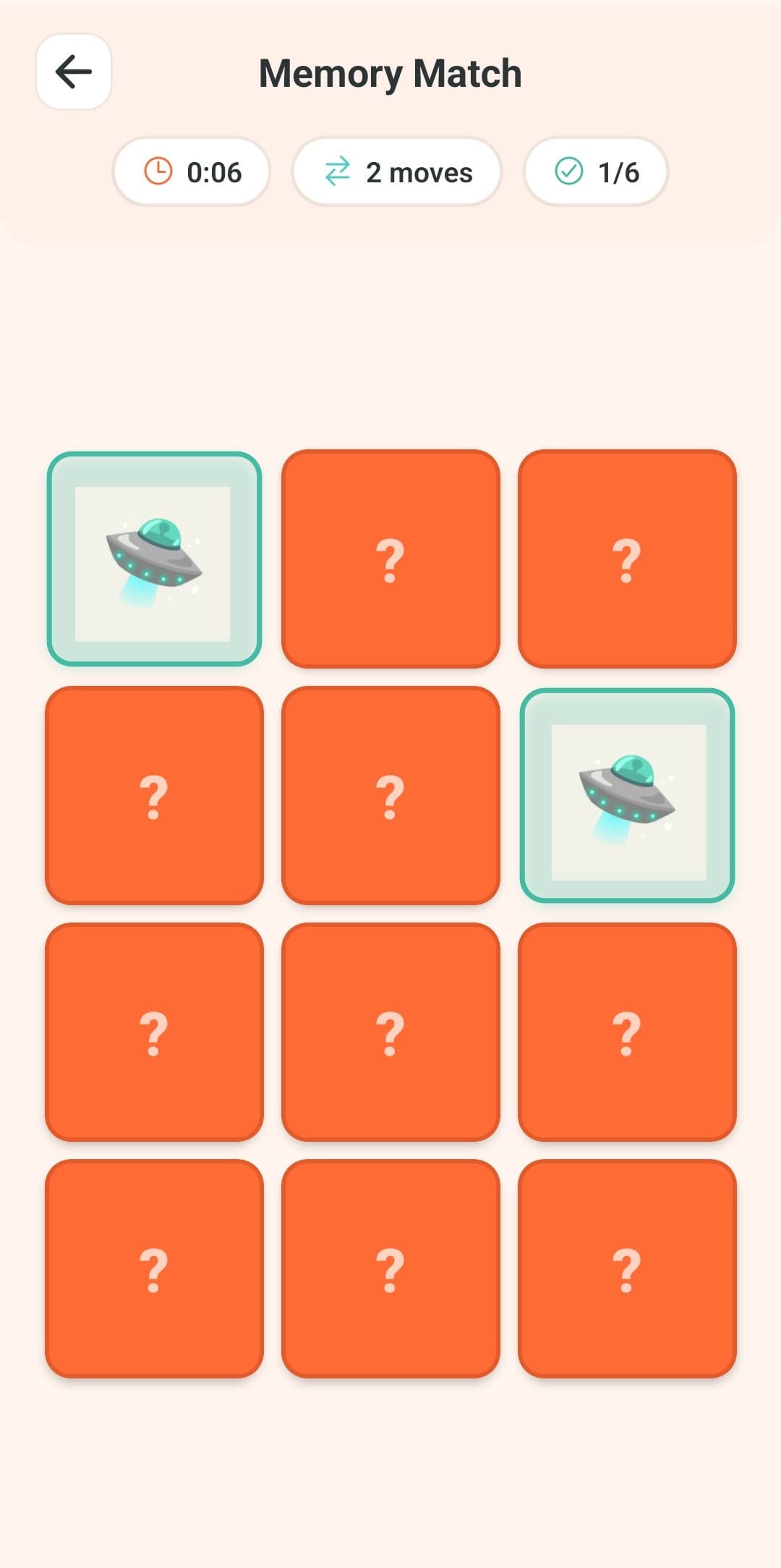 PitaPata Memory Match game in progress — an earned learning game